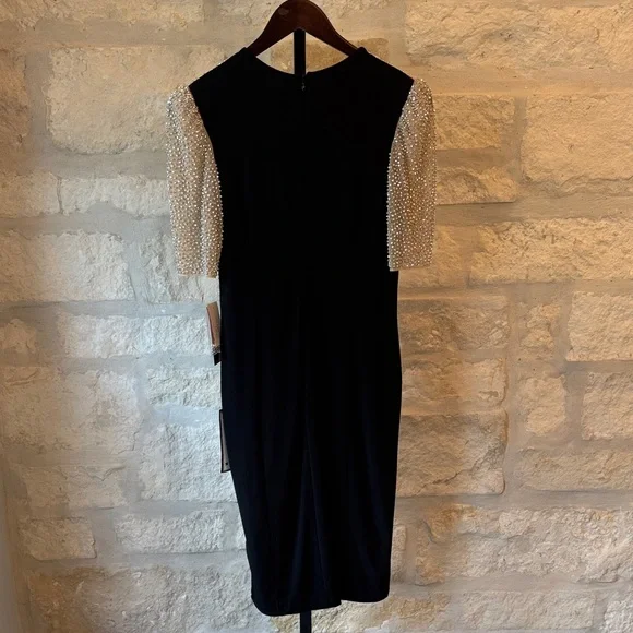 Xscape- Chic Black Dress with Silver Stud Accents - Picture 5 of 7